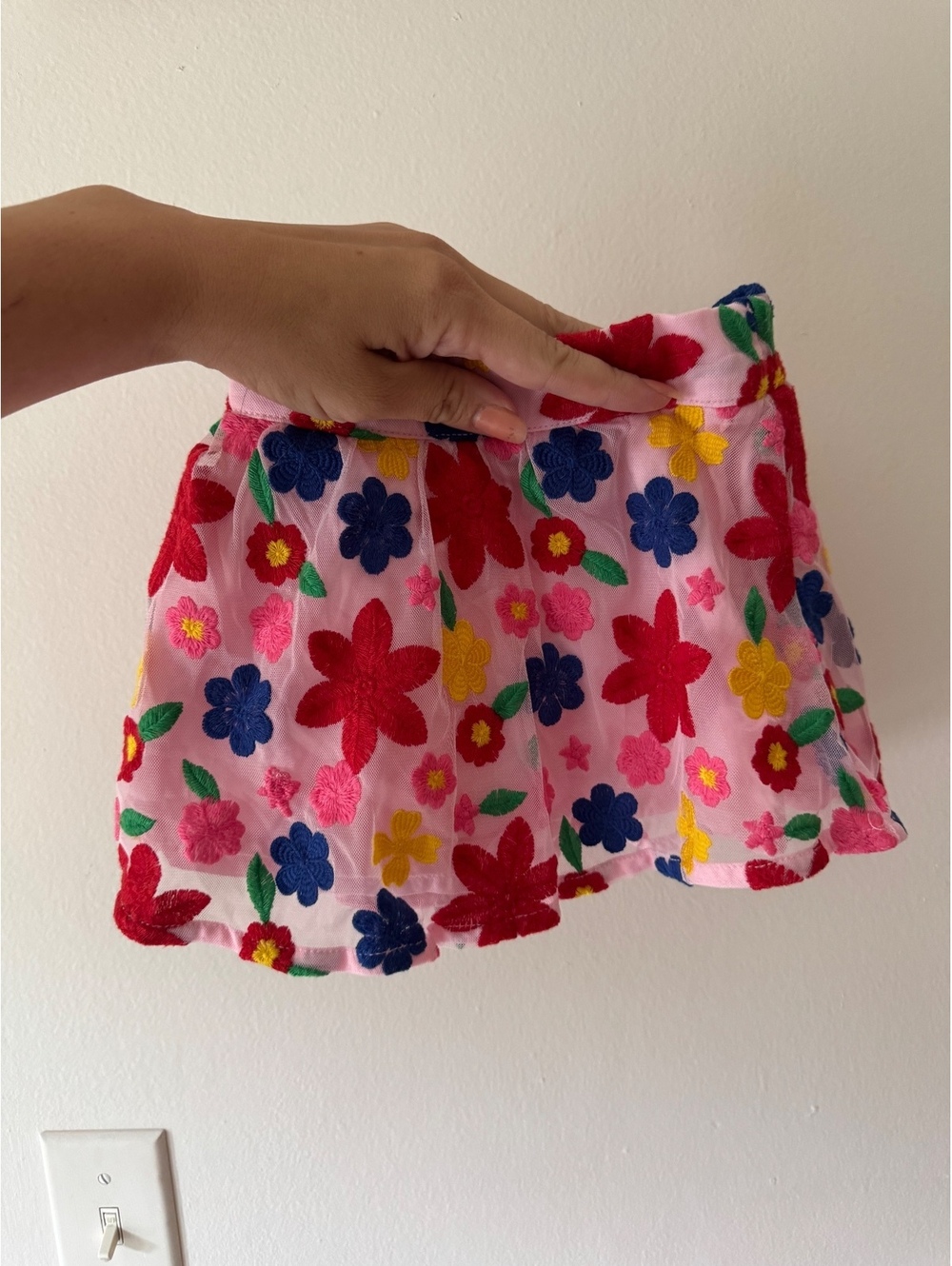 Janie and jack embroidered floral tulle pink skirt